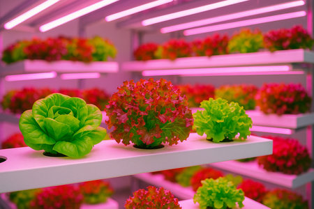 Vertical Farm With Colorful Led Lights 031125の素材