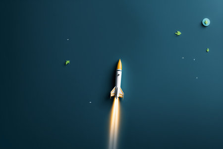 Rocket Flying Into Outer Space 041125の素材