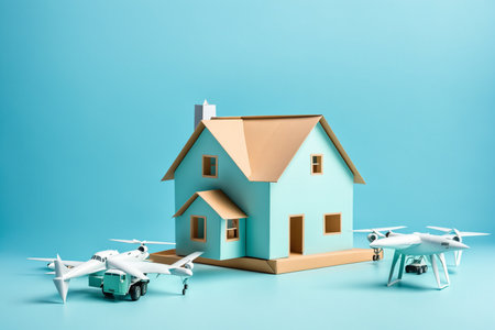 Drone Delivery To Modern Home 041125の素材