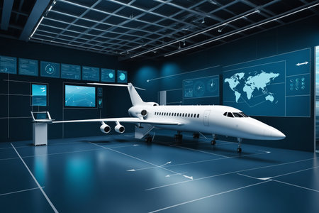 Supersonic Aircraft In High Tech Hangar 041125の素材