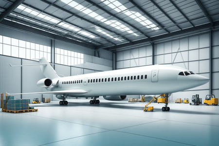 Modern Aircraft Inside Hangar 041125の素材