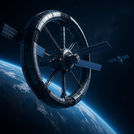 Rotating Space Station In Orbit 041125の素材