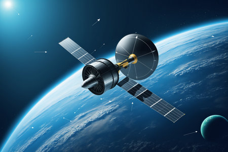 Satellite Above Clouds And Earth 041125の素材