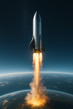 Rocket Lifting Off Through Atmosphere 041125の素材