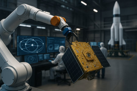 Robot Technician Operating Satellite Panel 041125の素材