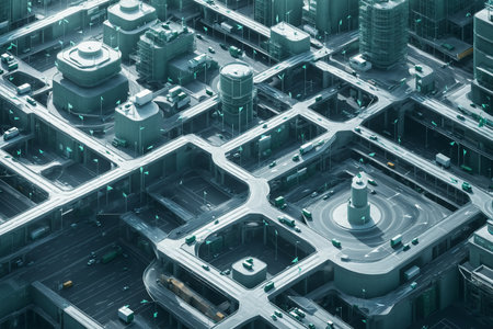 Smart City Top View With Vehicles 041125の素材