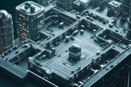 Futuristic City Rooftop With Solar Grids 041125の素材