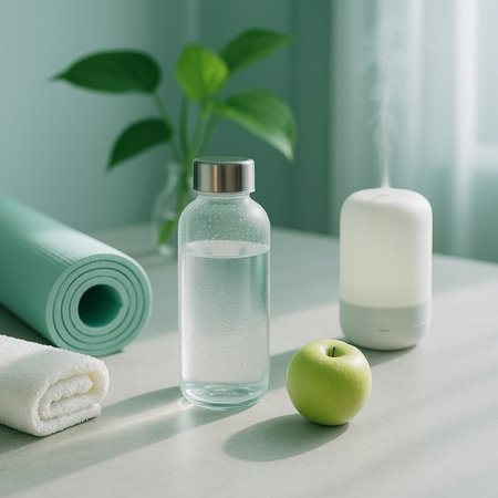 Wellness Scene With Water Bottle And Yoga Mat 041125の素材