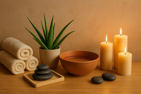 Spa Still Life With Candles And Towels 041125の素材