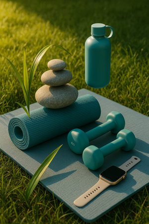 Zen Fitness Still Life With Yoga Mat And Stones 041125の素材