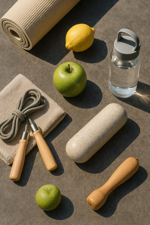 Yoga Equipment With Fruit And Jump Rope 041125の素材