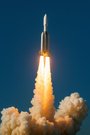 Rocket Launching Through Clouds 041125の素材