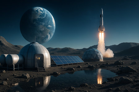 Rocket Launching Near Lunar Base 041125の素材