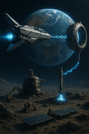 Futuristic Space Tower With Energy Beams 041125の素材