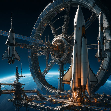 Spaceport With Large Shuttle And Ring Station 041125の素材