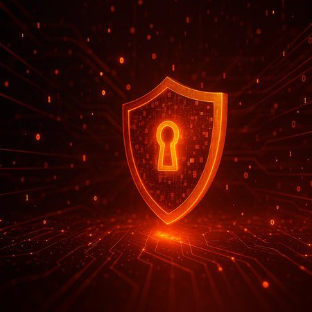 Digital Security Shield Glowing Red 051125の素材