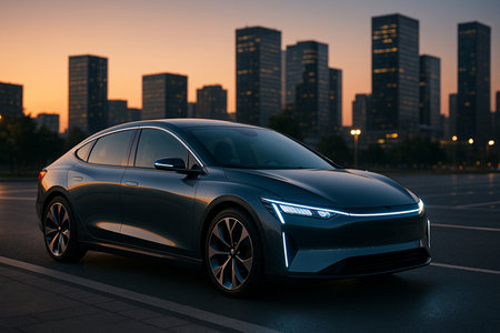 Autonomous Electric Car In City Street 051125の素材