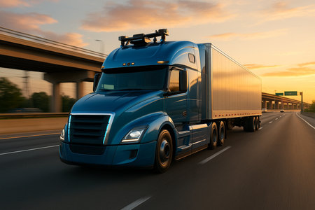 Autonomous Truck On Highway 051125の素材