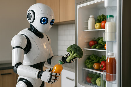 Domestic Robot Taking Food From Fridge 051125の素材