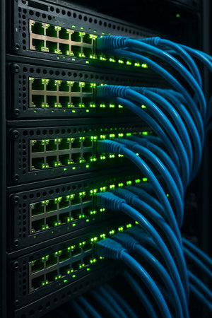 Network Switch With Connected Cables 051125の素材