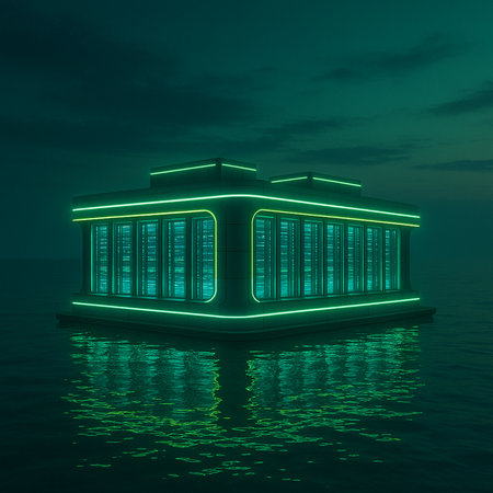 Green Neon Building In Futuristic City 051125の素材