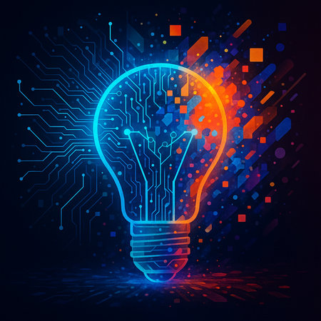 Glowing Lightbulb With Digital Circuit 051125の素材