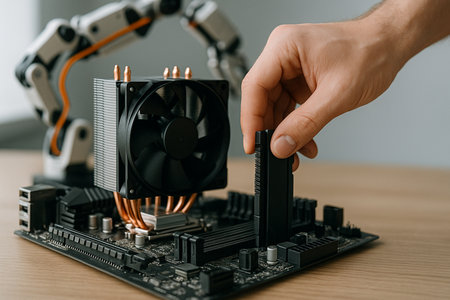 Engineer Installing Computer Processor 051125の素材