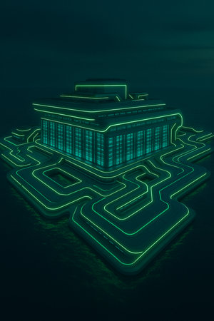 Cybernetic Building With Green Energy Core 051125の素材