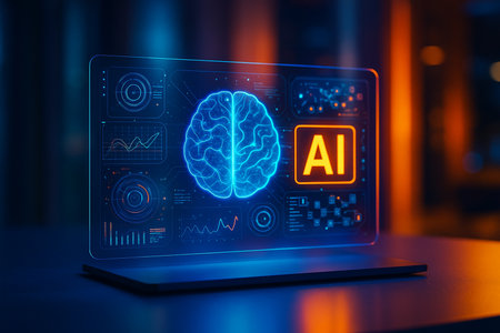 Ai Logo On Holographic Monitor In Lab 081125の素材