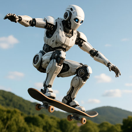 Robot Skateboarding In Motion 091125の素材