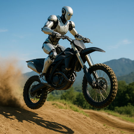 Robot Riding Motorbike Offroad 091125の素材