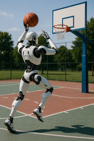Robot Jumping For Basketball Dunk 091125の素材