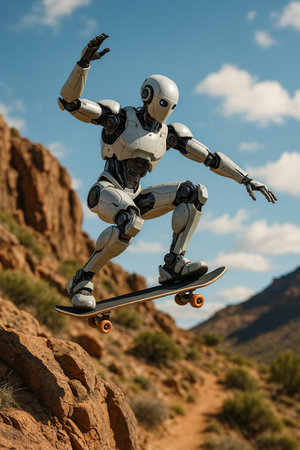 Robot Skateboarding Downhill 091125の素材