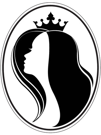 Silhouette of a girl and a crown on a different layersのイラスト素材