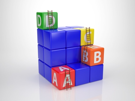 Tower out of Letter Dices - Reach your Goal