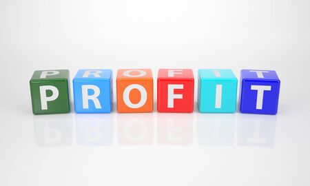 The Word Profit out of multicolored Letter Dicesの写真素材