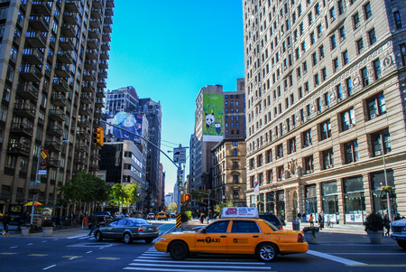 A view from the road level as a tourist in New York.