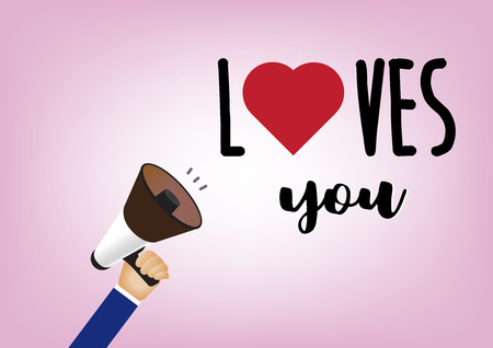 Hand holding megaphone to speech love message - Love youのイラスト素材