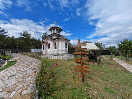 small church with stone path 24 September 2023 43 37 30.5 N 19 43 28.9 Eの写真素材