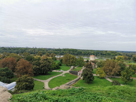 panoramic park view from historic fortressの写真素材