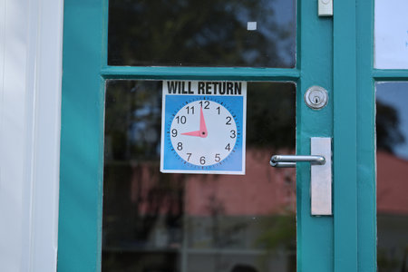 Closed Shop Door Signage Clock Notice