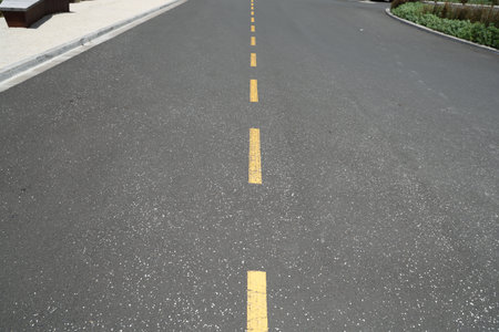 Empty Urban Asphalt Lane Centerline Perspective