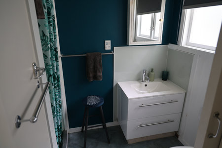 Modern Bathroom Interior Teal Wall Vanity