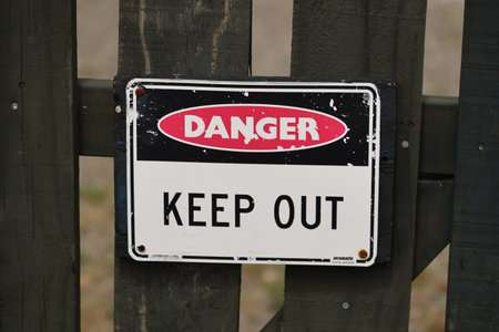 Waiotapu Thermal Wonderland Danger Keep Weathered Warning Fence Signの写真素材