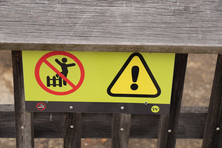 Waiotapu Thermal Wonderland Warning Exclamation Symbol Beside Danger Pictogram Signの写真素材