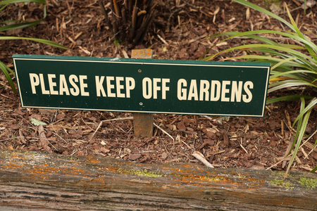 Please Keep Off Gardens Green Warning Signの写真素材
