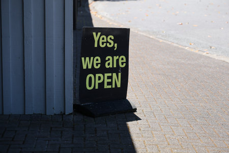 New Zealand Rotorua Open Streetfront Business Signboard Shopの写真素材