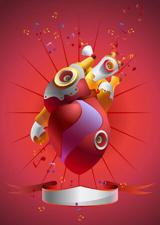  Abstract drawing for music aims. Heart which is mixed with a musical details also contain place for text.のイラスト素材