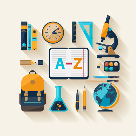 School workspace  Modern flat design のイラスト素材