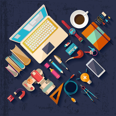 Workplace concept. Flat design.のイラスト素材